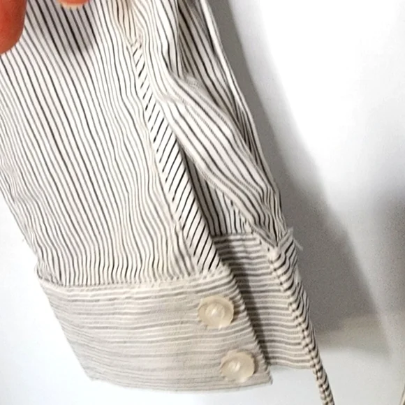Sheike top pin striped long sleeve notch collar wrap shirt - size 10 - Picture 4 of 10